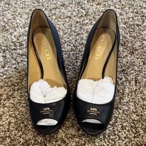 Coach Black Peep Toe Heels